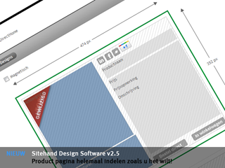 Stel via de Design Software de product pagina samen voor de website van uw klant