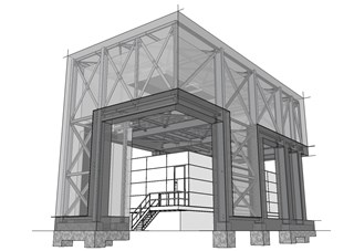 Opengewerkte 3D onderstation