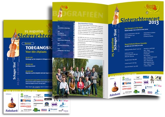 Het aangepaste programma en de toegangskaart van het Slotgrachtconcert Schagen