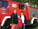 Ferdi, Florian en Gudrun voor de brandweercamper